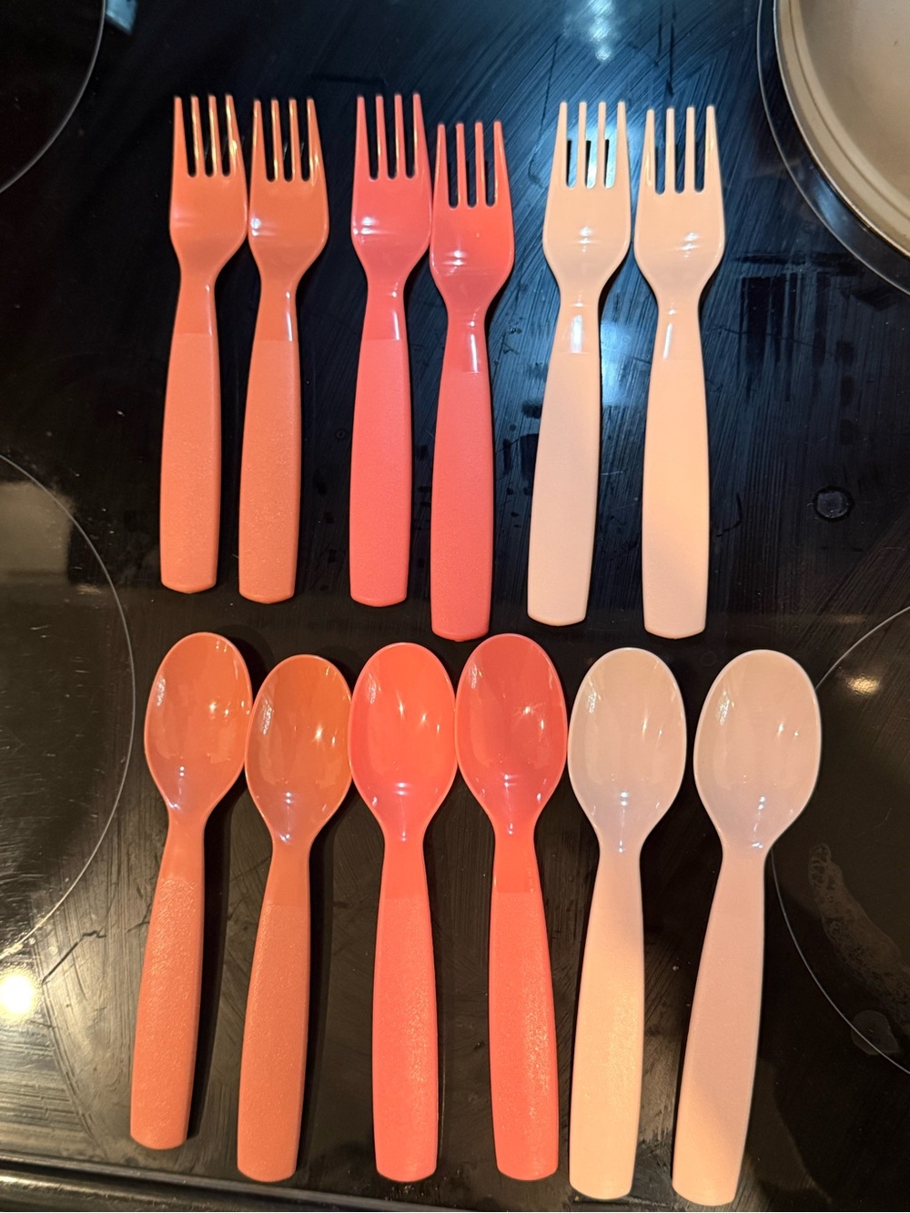 12 piece toddler plastic utensil set. New.